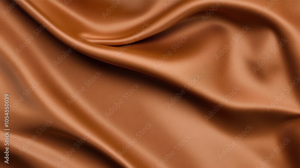 Textured brown silk fabric draped elegantly on a flat surface in natural light Textured brown silk fabric draped elegantly on a flat surface in natural light