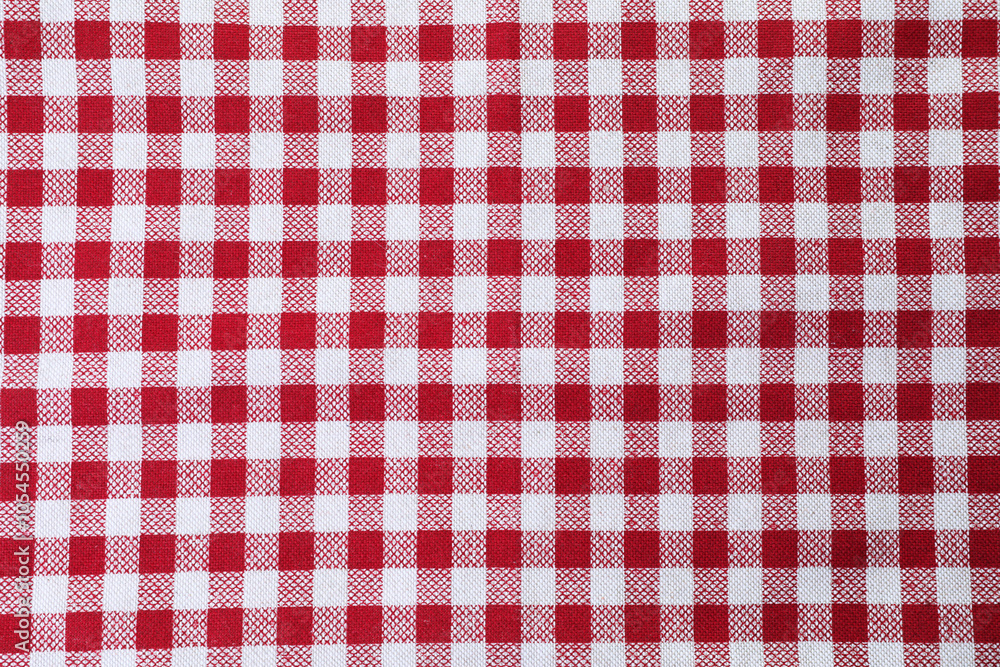 Tablecloth with checkered pattern as background, top view Tablecloth with checkered pattern as background, top view