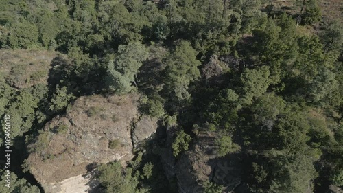Aerial view of the mountains of Amatlán and Tepoztlán in the state of Morelos, Mexico. Horizontal video with drone. Travel and vacation concept