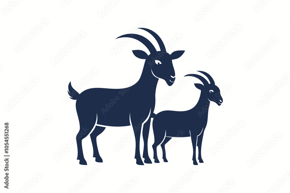 Goats standing up isolated on a white background Goats standing up isolated on a white background