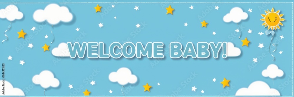 A versatile welcome baby banner in pastel tones cute details to celebrate a newborn! A versatile welcome baby banner in pastel tones cute details to celebrate a newborn!