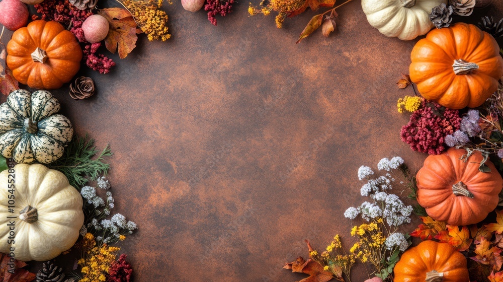 Autumn Harvest: Seasonal Pumpkins and Fall Foliage Frame Autumn Harvest: Seasonal Pumpkins and Fall Foliage Frame
