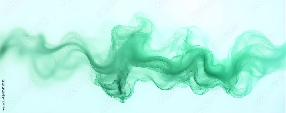 Abstract green smoke on light background with fluid swirls and ethereal waves Abstract green smoke on light background with fluid swirls and ethereal waves