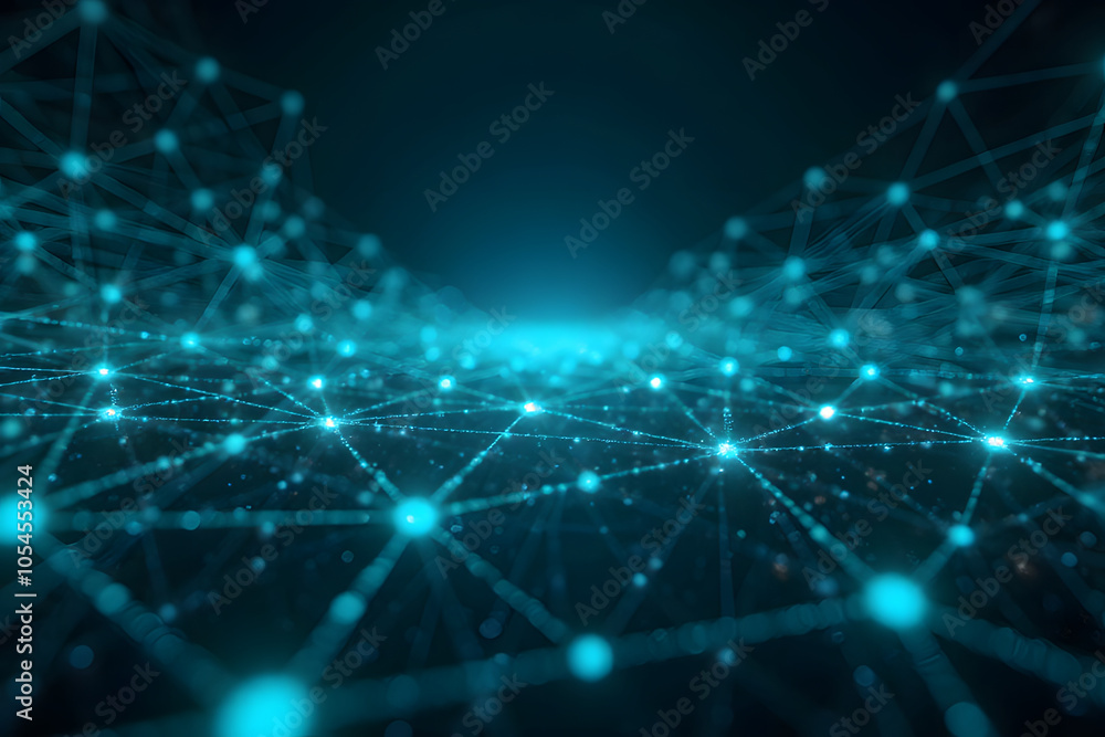 Futuristic network of glowing blue connections in abstract digital space Futuristic network of glowing blue connections in abstract digital space