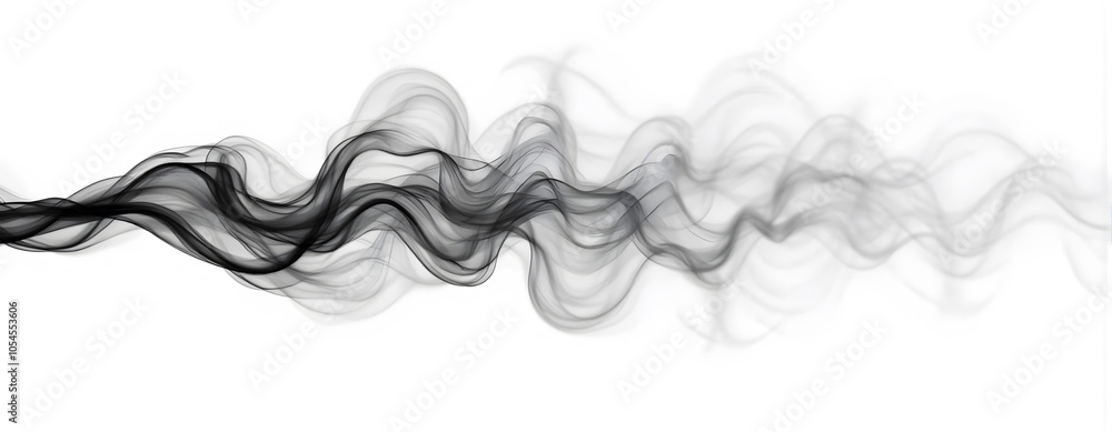 Abstract black and white smoke waves on white background Abstract black and white smoke waves on white background