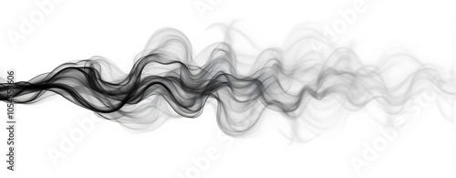 Abstract black and white smoke waves on white background