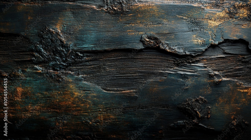 A stunning blend of dark textures and shimmering gold accents, creating an abstract masterpiece that captivates the viewer's imagination. A stunning blend of dark textures and shimmering gold accents, creating an abstract masterpiece that captivates the viewer's imagination.