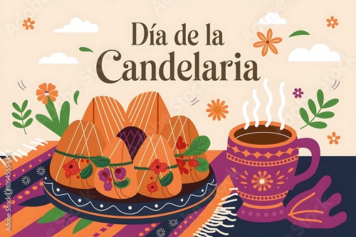 Celebrating Fiestas de la Candelaria with Iconic Religious Imagery and Flowers photo