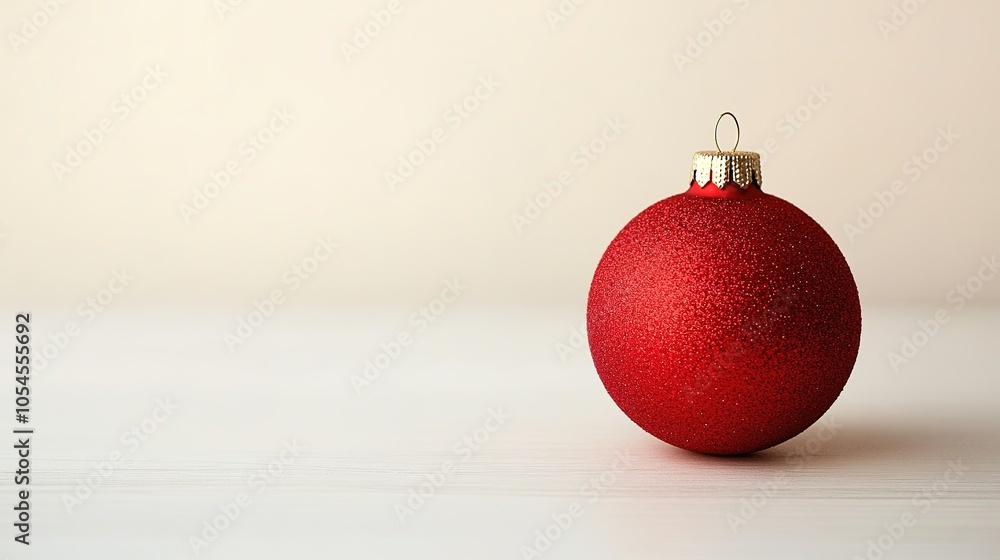 Red Christmas bauble on a light background Red Christmas bauble on a light background