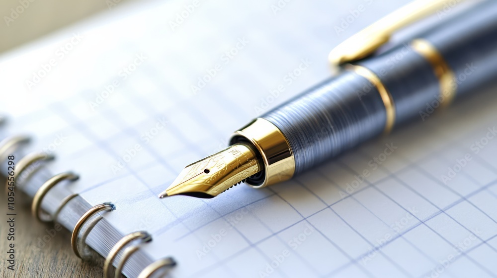 A single pen resting on a notebook in a minimalist setting A single pen resting on a notebook in a minimalist setting