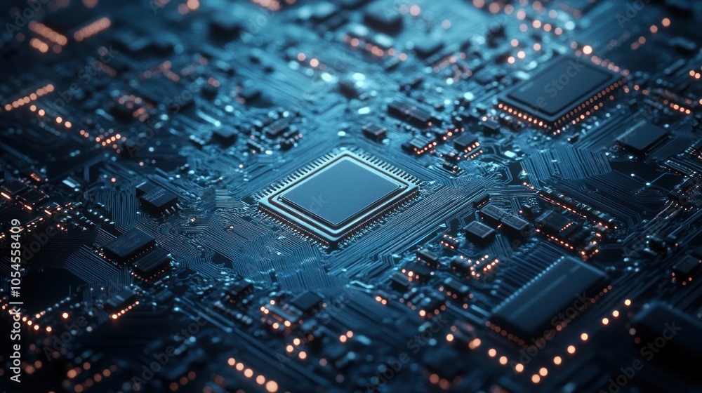 Close-up of a Circuit Board with a Central Processor Close-up of a Circuit Board with a Central Processor