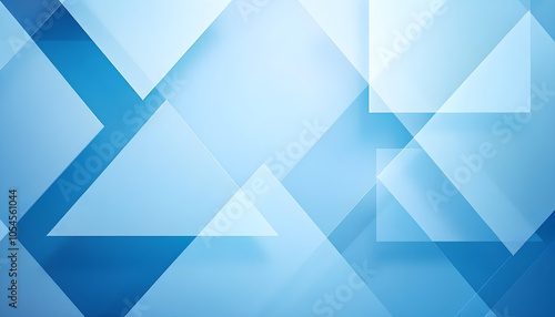 Abstract geometric composition with blue prisms and triangles