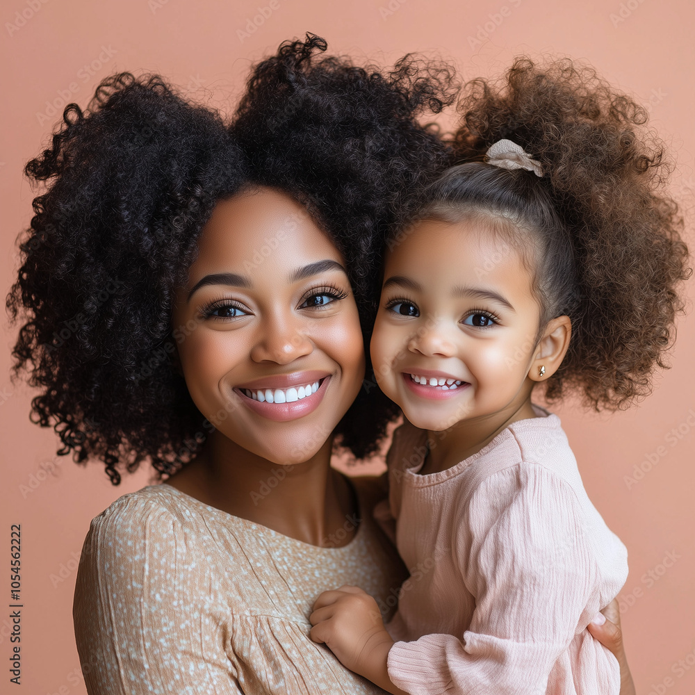 Joyful mother and daughter smiling warmly at the camera, capturing a heartfelt moment of love and happiness in a vibrant setting. Joyful mother and daughter smiling warmly at the camera, capturing a heartfelt moment of love and happiness in a vibrant setting.