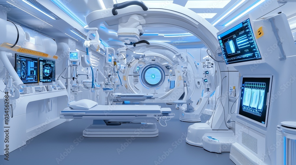 Futuristic Medical Setting with Sterile Environment Futuristic Medical Setting with Sterile Environment