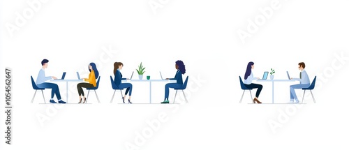 Group of Employees Collaborating in a Modern Setting