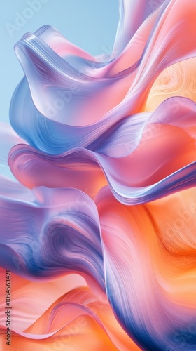 Wallpaper Mural Colorful abstract fluid art with pastel waves, creative digital background. Modern art concept Torontodigital.ca