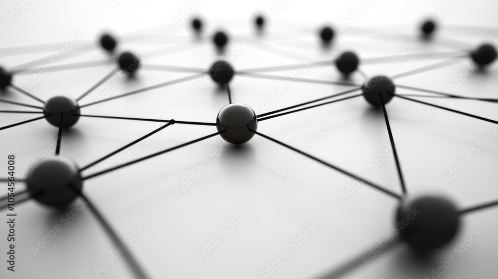 Abstract Network Structure with Black Nodes and Lines Abstract Network Structure with Black Nodes and Lines