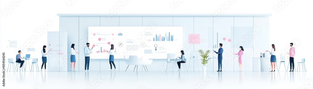 Modern Office Setting with Team Collaboration Modern Office Setting with Team Collaboration