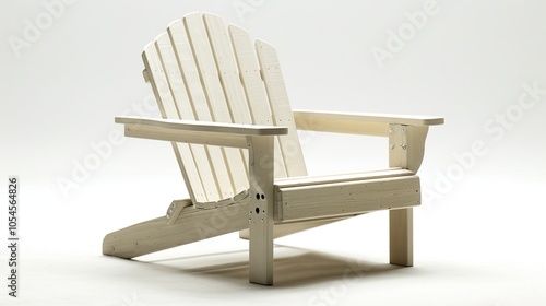 A light wood adirondack chair sits against a white background.