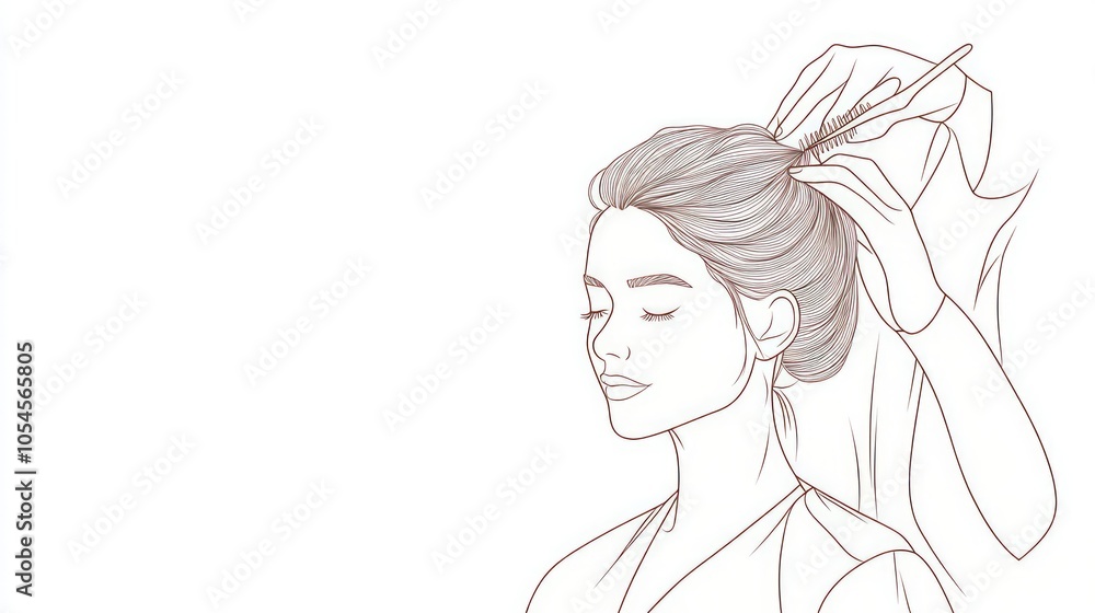 Elegant Woman's Hair Styling Illustration Elegant Woman's Hair Styling Illustration