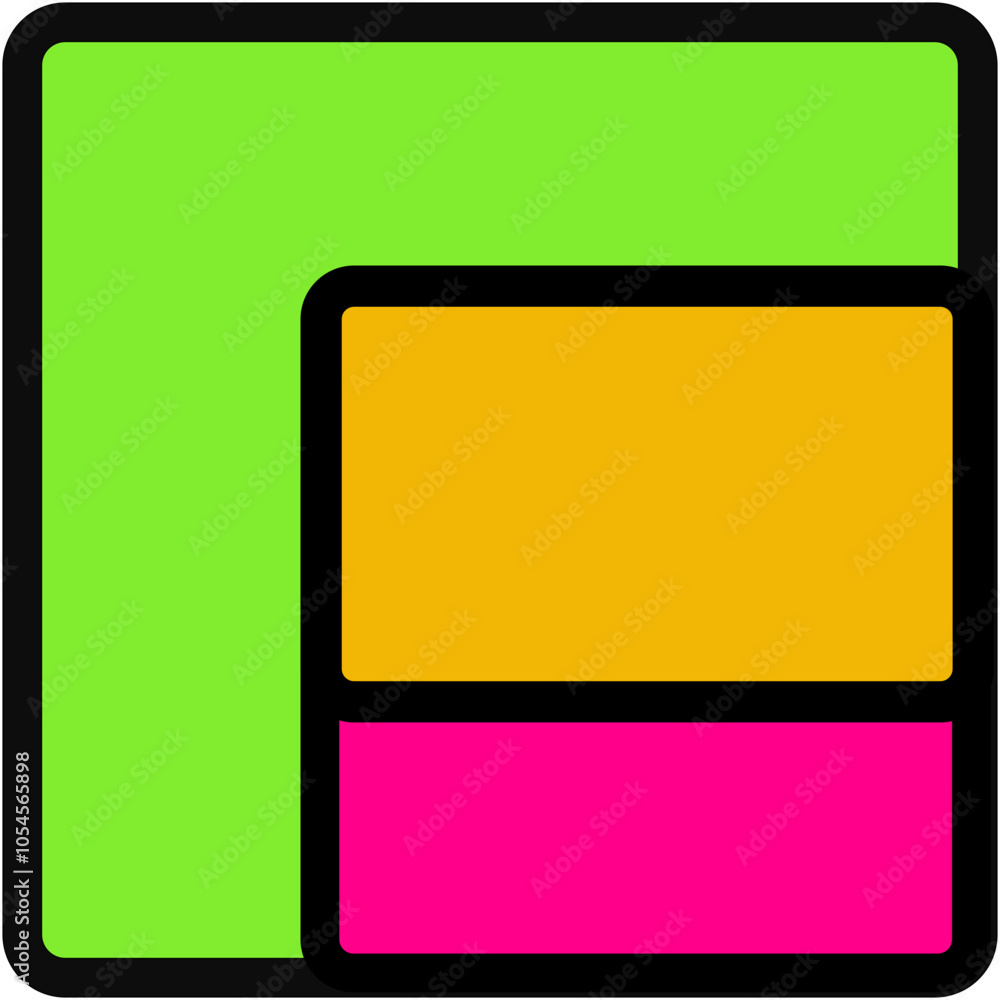 Fototapeta premium Colorful square in neon green, orange and pink with halftone effect