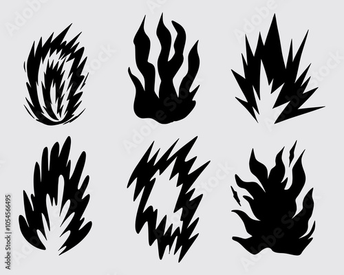 Fire flame ink collection lit ignite burning clip art t shirt design element isolated vector editable