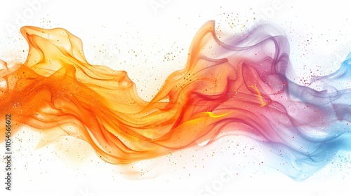 Abstract colorful smoke wave on white background.