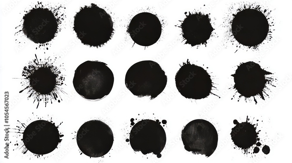 Abstract Black Paint Splashes and Stains on White Background Abstract Black Paint Splashes and Stains on White Background