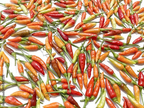 Hot red chili pepper isolated on white background.