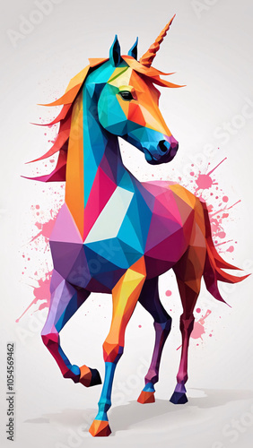 Graphic drawing of a unicorn. Artificial intelligence. 