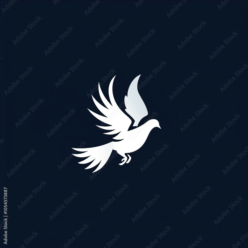 Obraz premium A white dove in flight against a dark blue background, symbolizing peace and hope.