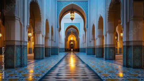 Majestic Architectural Interior of a Grand Mosque with Intricate Details