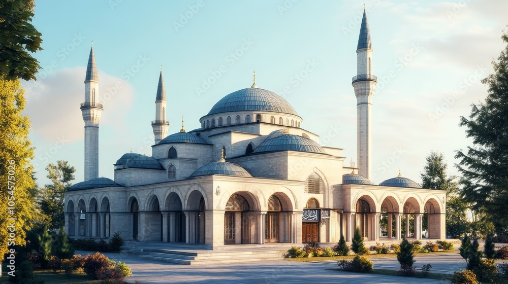 Fototapeta premium Majestic Mosque Architecture Under Clear Sky