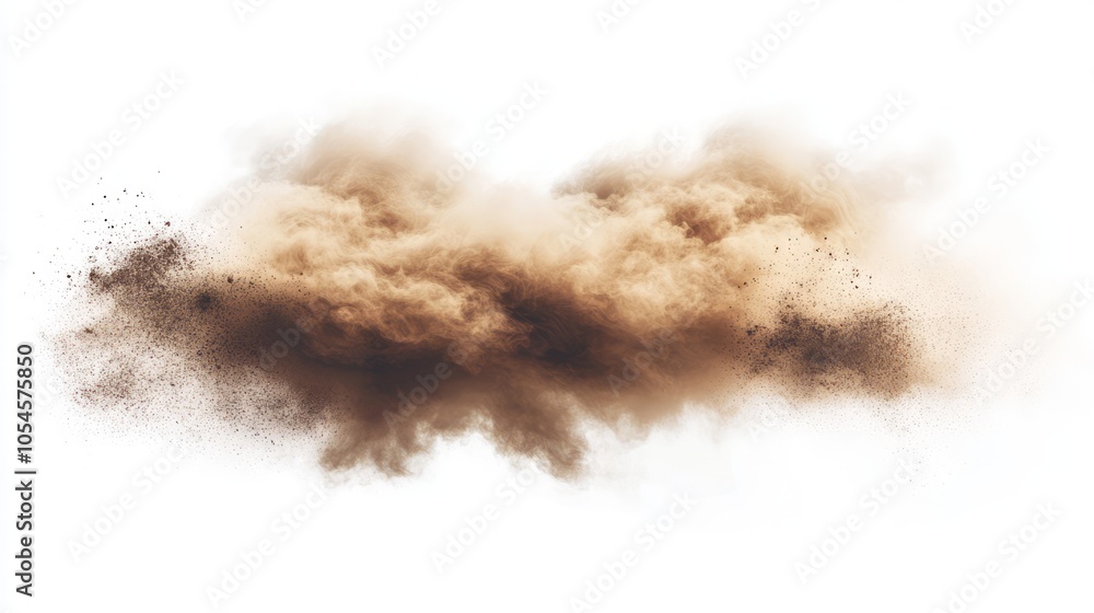 Brown Dust Cloud on White Background for Abstract Designs Brown Dust Cloud on White Background for Abstract Designs