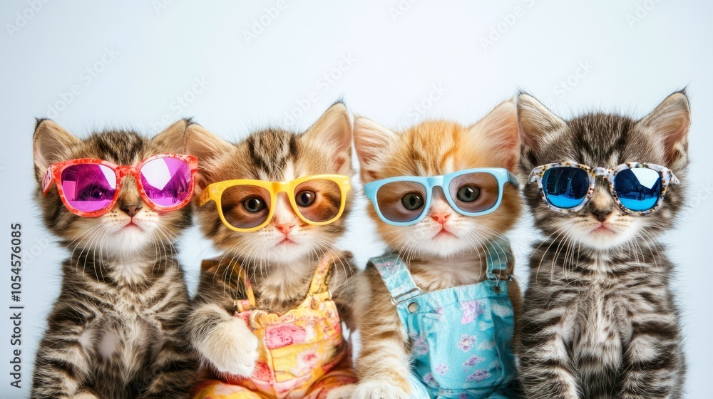 Playful Kittens in Sunglasses Having Fun Playful Kittens in Sunglasses Having Fun