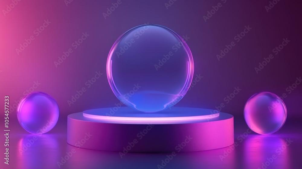 Neon Sphere Display with Purple and Blue Lighting Neon Sphere Display with Purple and Blue Lighting
