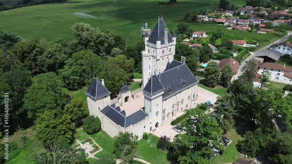 drone video Chazey-sur-Ain castle france europe drone video Chazey-sur-Ain castle france europe