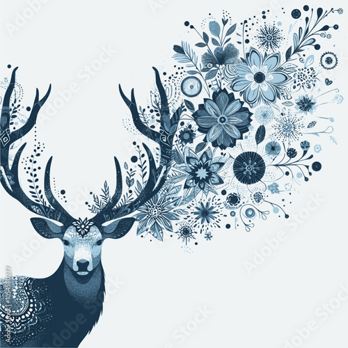 Merry Christmas beautiful reindeer background. Vintage Merry Christmas abstract texture reindeer with geometric composition. EPS version.