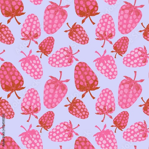 Cartoon summer fruit seamless strawberry pattern for birthday wrapping paper