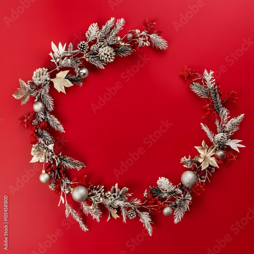 Festive Garland Adorns New Years Canvas photo