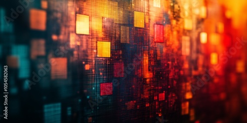 Wallpaper Mural An abstract background featuring a blend of warm colors and pixelated patterns, creating a glitch effect with ample copy space Torontodigital.ca