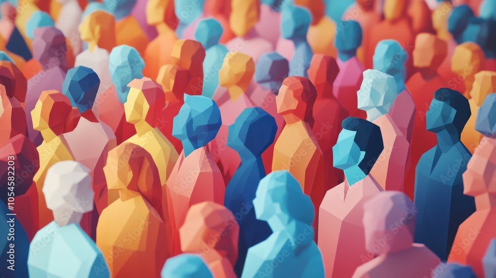 Colorful Abstract Crowd of Stylized Human Figures Colorful Abstract Crowd of Stylized Human Figures