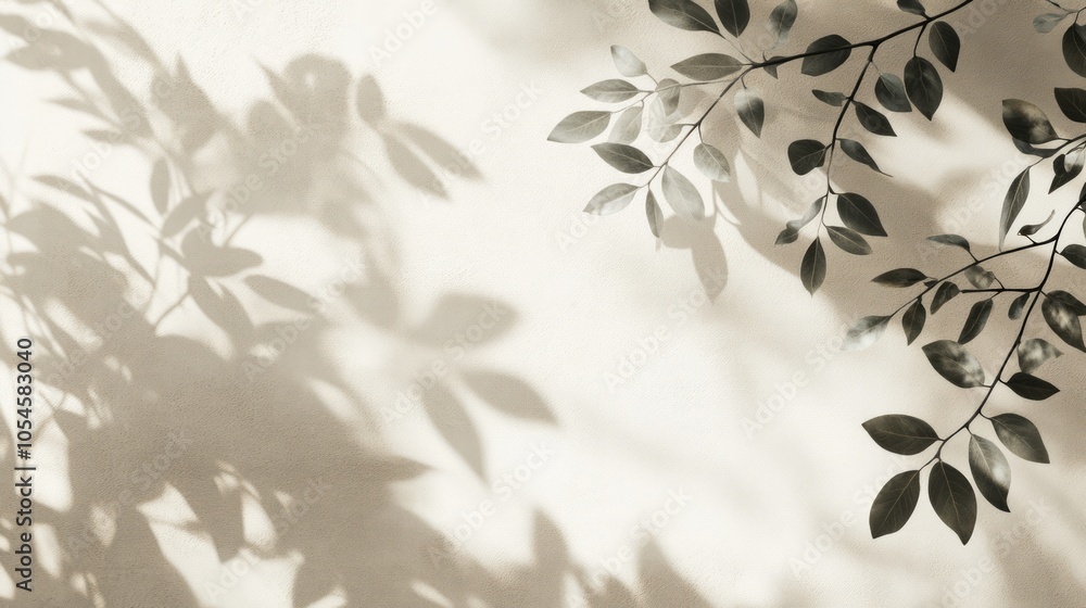 Elegant Shadow Play of Leaves on a Light Background Elegant Shadow Play of Leaves on a Light Background
