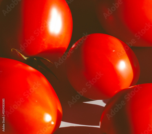 Close up of red, ripe tomatos photo