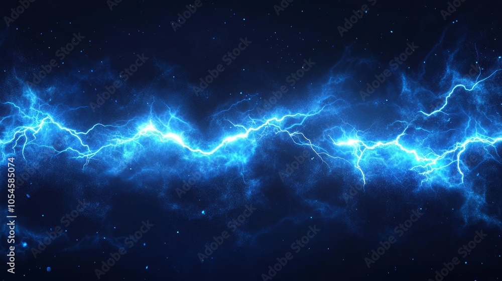Abstract Blue Lightning Over Dark Background Abstract Blue Lightning Over Dark Background