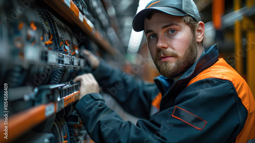 Wallpaper Mural Focused Warehouse Worker Organizes Inventory A Portrait Of Logistics And Supply Chain Efficiency Torontodigital.ca