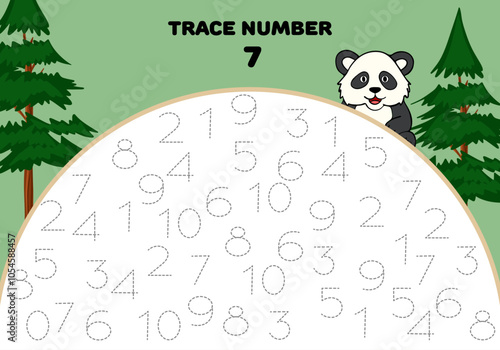 Trace number seven 7 mathematician for kids