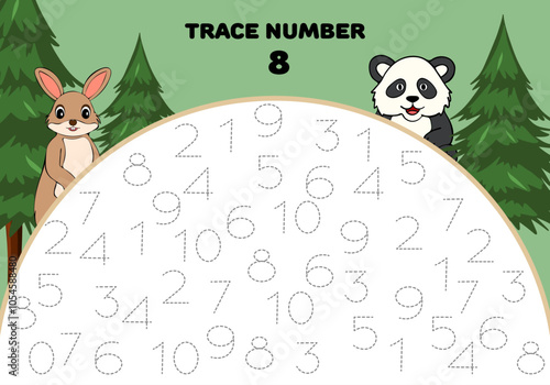 Trace number eight mathematician for kids