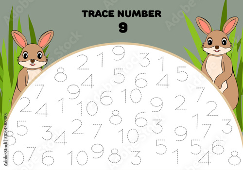 Trace number nine 9 mathematician for kids
