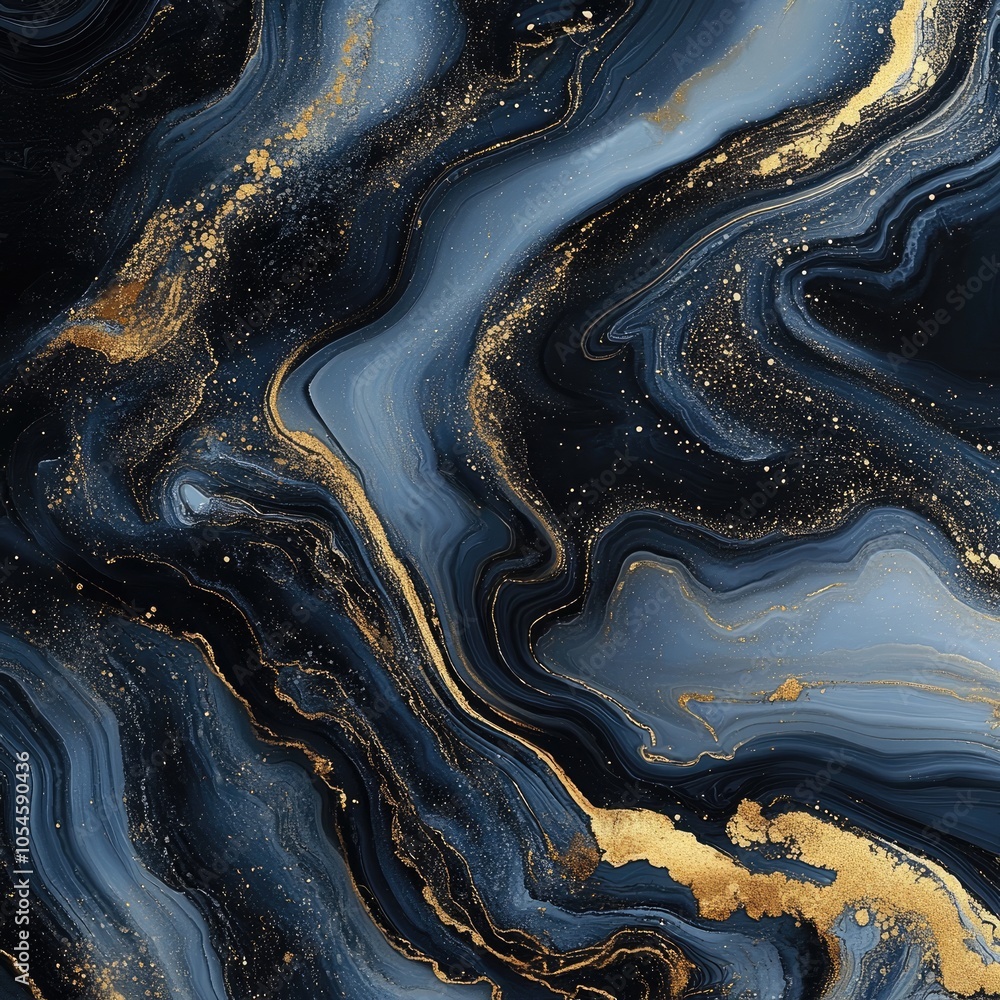 Abstract blue and gold marbled texture with fluid patterns. Abstract blue and gold marbled texture with fluid patterns.